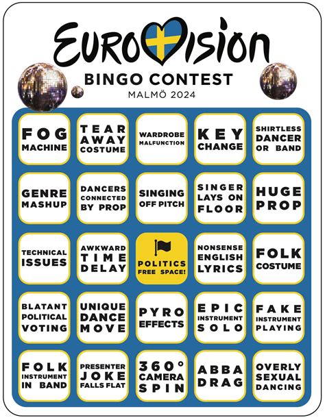 eurovision 2024 bingo|Eurovision 2024 Bingo Card.